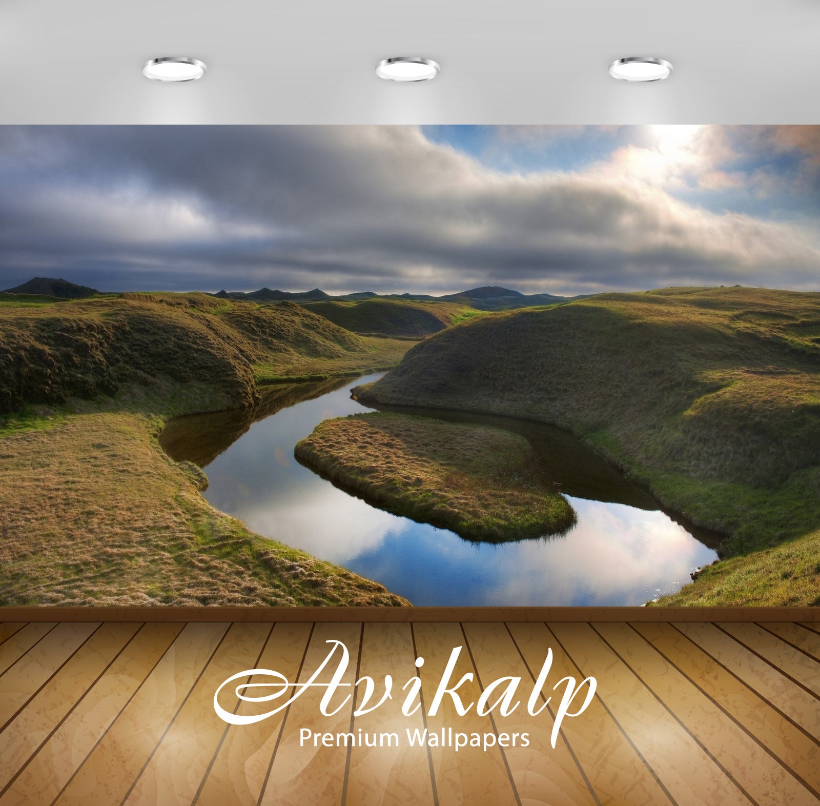 Avikalp Exclusive Awi6210 Small Island Splitting The Calm River Nature Full HD Wallpapers for Living