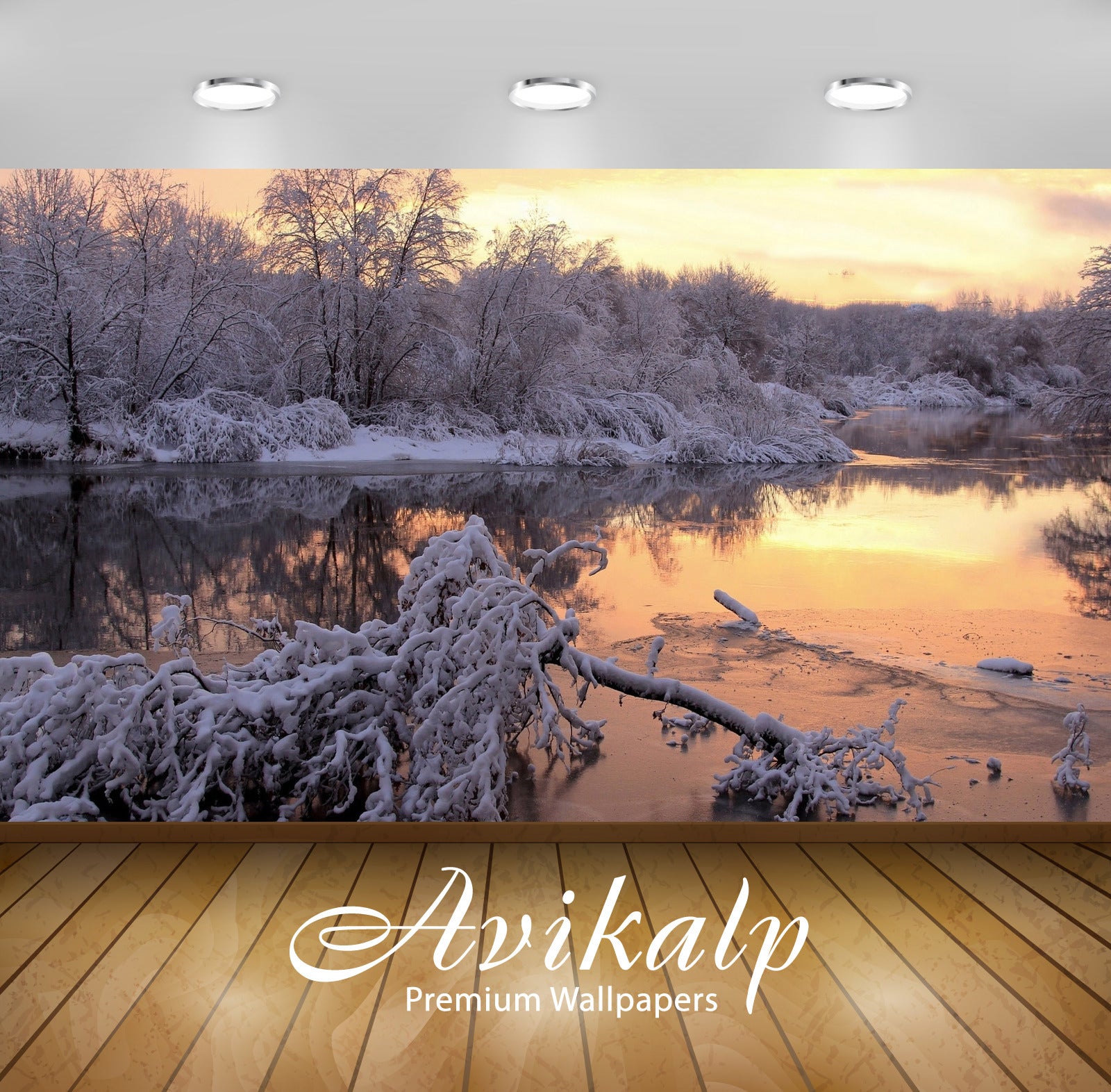Avikalp Exclusive Awi6254 Snowy Branch Nature Full HD Wallpapers for Living room, Hall, Kids Room, K