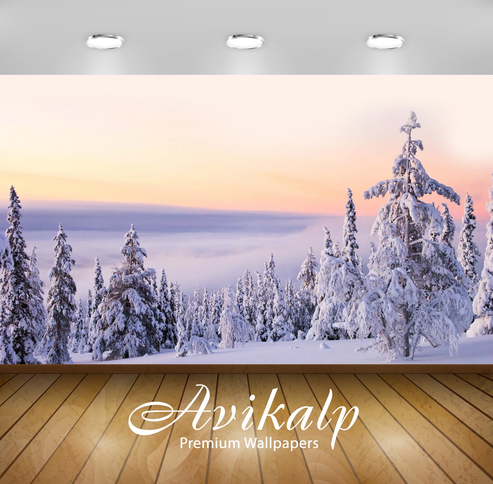 Avikalp Exclusive Awi6260 Snowy Firs Nature Full HD Wallpapers for Living room, Hall, Kids Room, Kit
