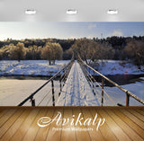 Avikalp Exclusive Awi6298 Snowy Narrow Bridge Across The Frozen River Nature Full HD Wallpapers for