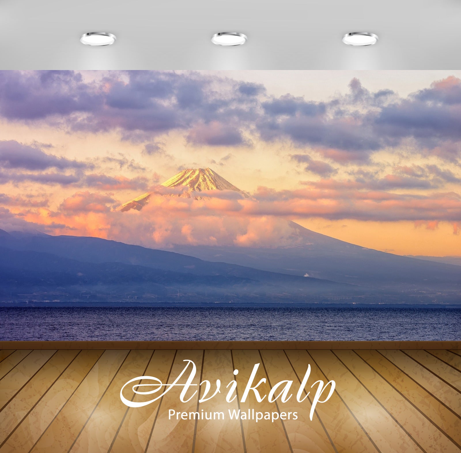Avikalp Exclusive Awi6473 Sunrise Over Mount Fuji Nature Full HD Wallpapers for Living room, Hall, K