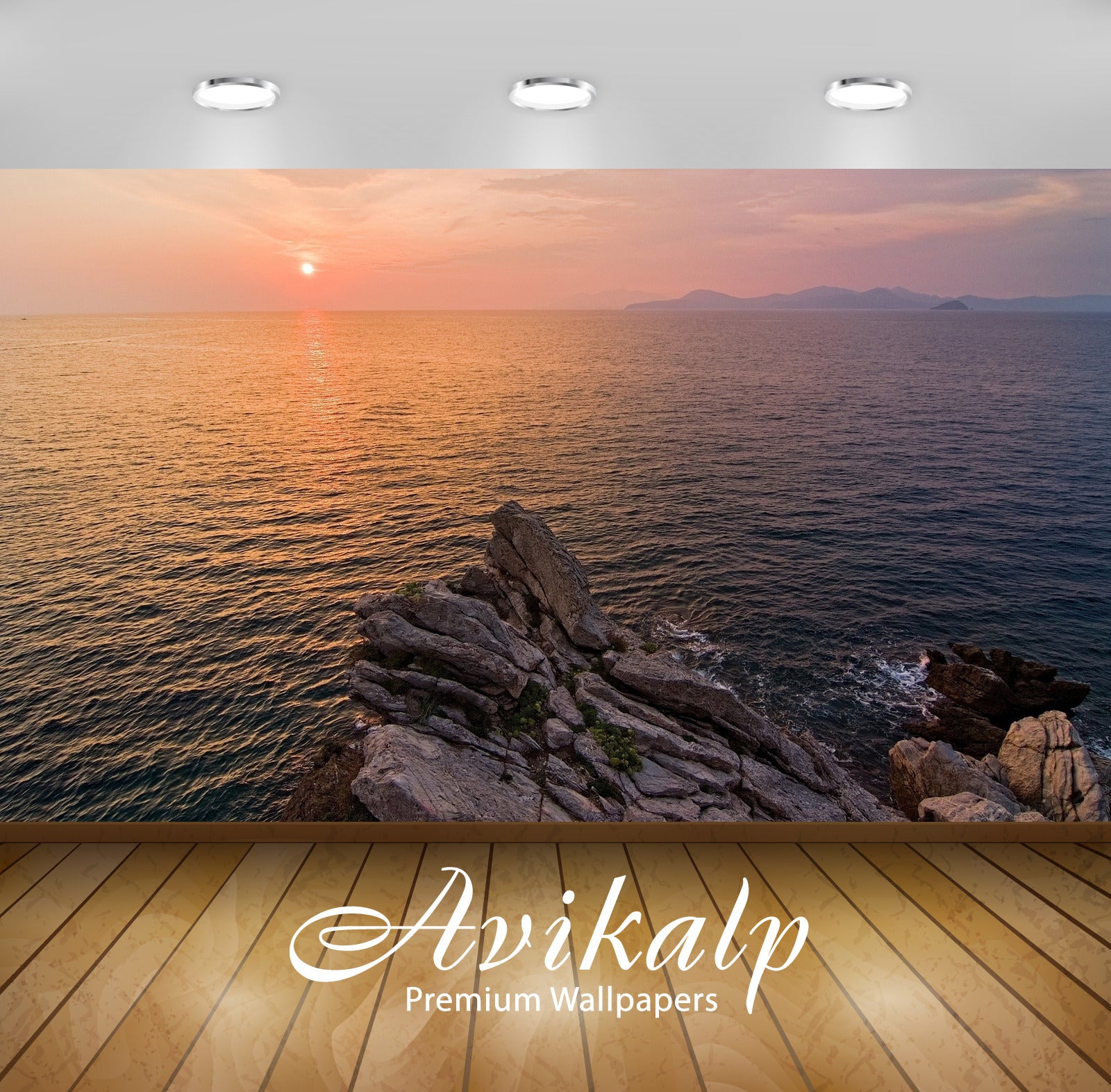 Avikalp Exclusive Awi6518 Sunset Over The Ocean Nature Full HD Wallpapers for Living room, Hall, Kid