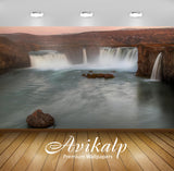Avikalp Exclusive Awi6525 Sunset Over The Waterfall Nature Full HD Wallpapers for Living room, Hall,