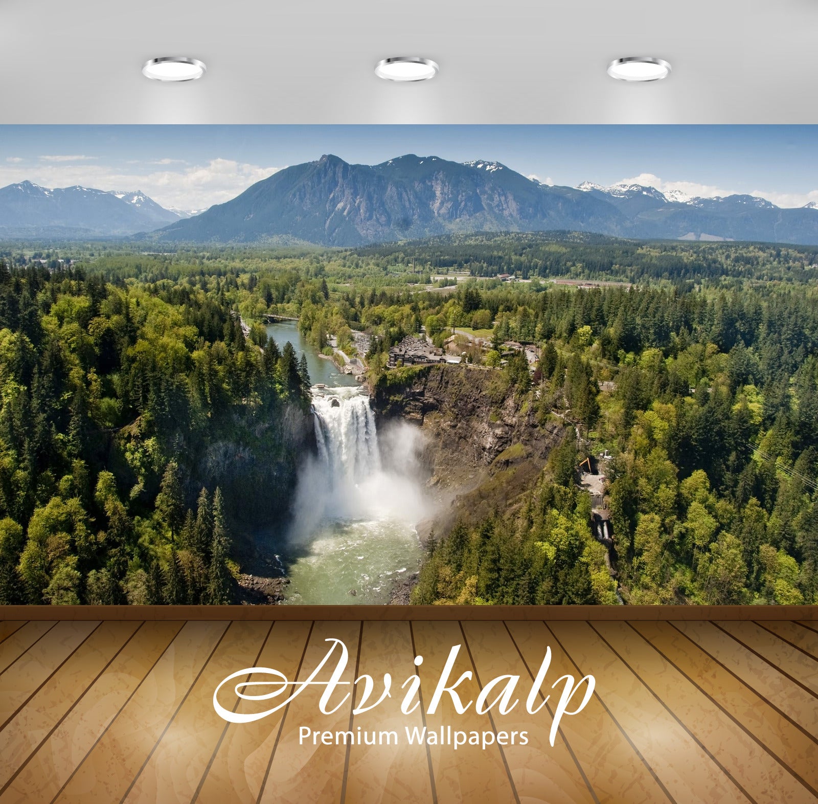 Avikalp Exclusive Awi6576 Top View Of Snoqualmie Falls Nature Full HD Wallpapers for Living room, Ha