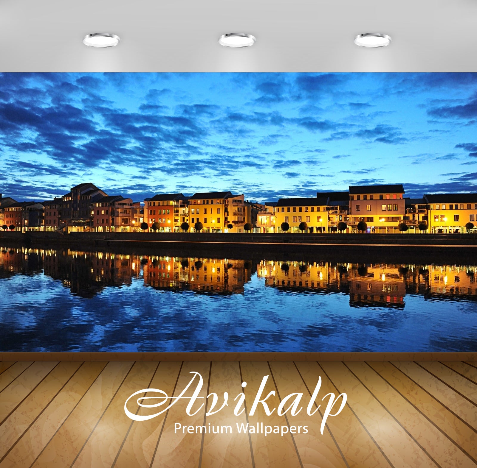 Avikalp Exclusive Awi6582 Town On The River Side Nature Full HD Wallpapers for Living room, Hall, Ki