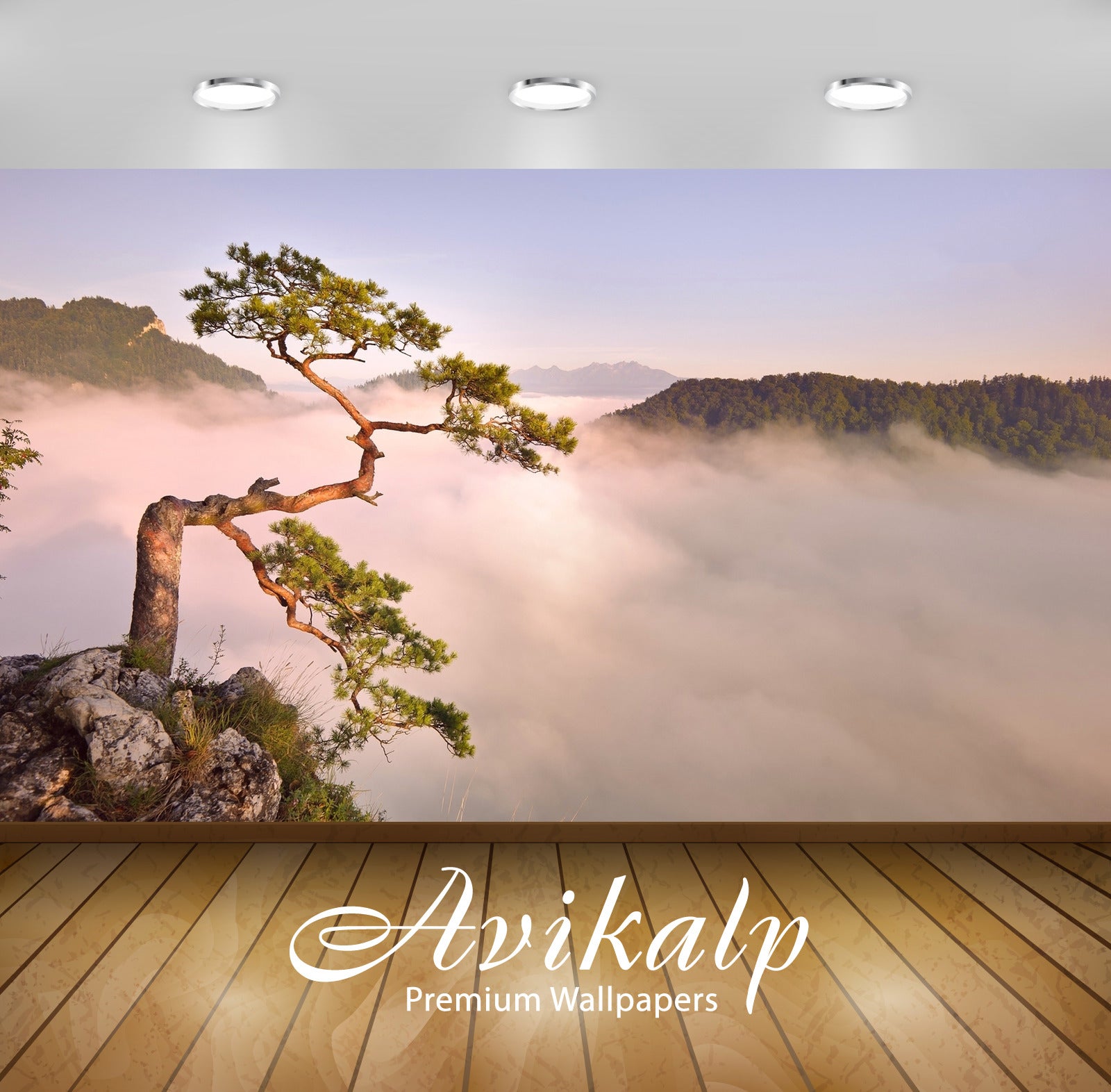 Avikalp Exclusive Awi6601 Tree On Top Of The Cliff Nature Full HD Wallpapers for Living room, Hall,