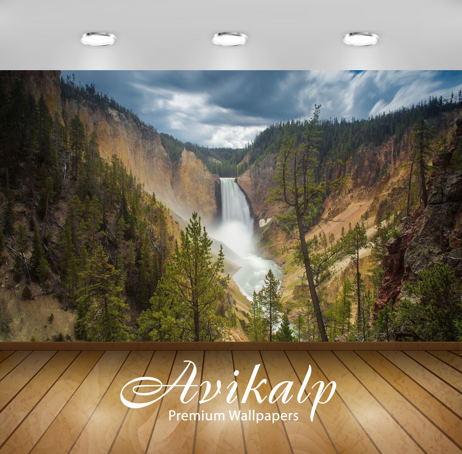 Avikalp Exclusive Awi6628 Upper Yellowstone Falls Nature Full HD Wallpapers for Living room, Hall, K
