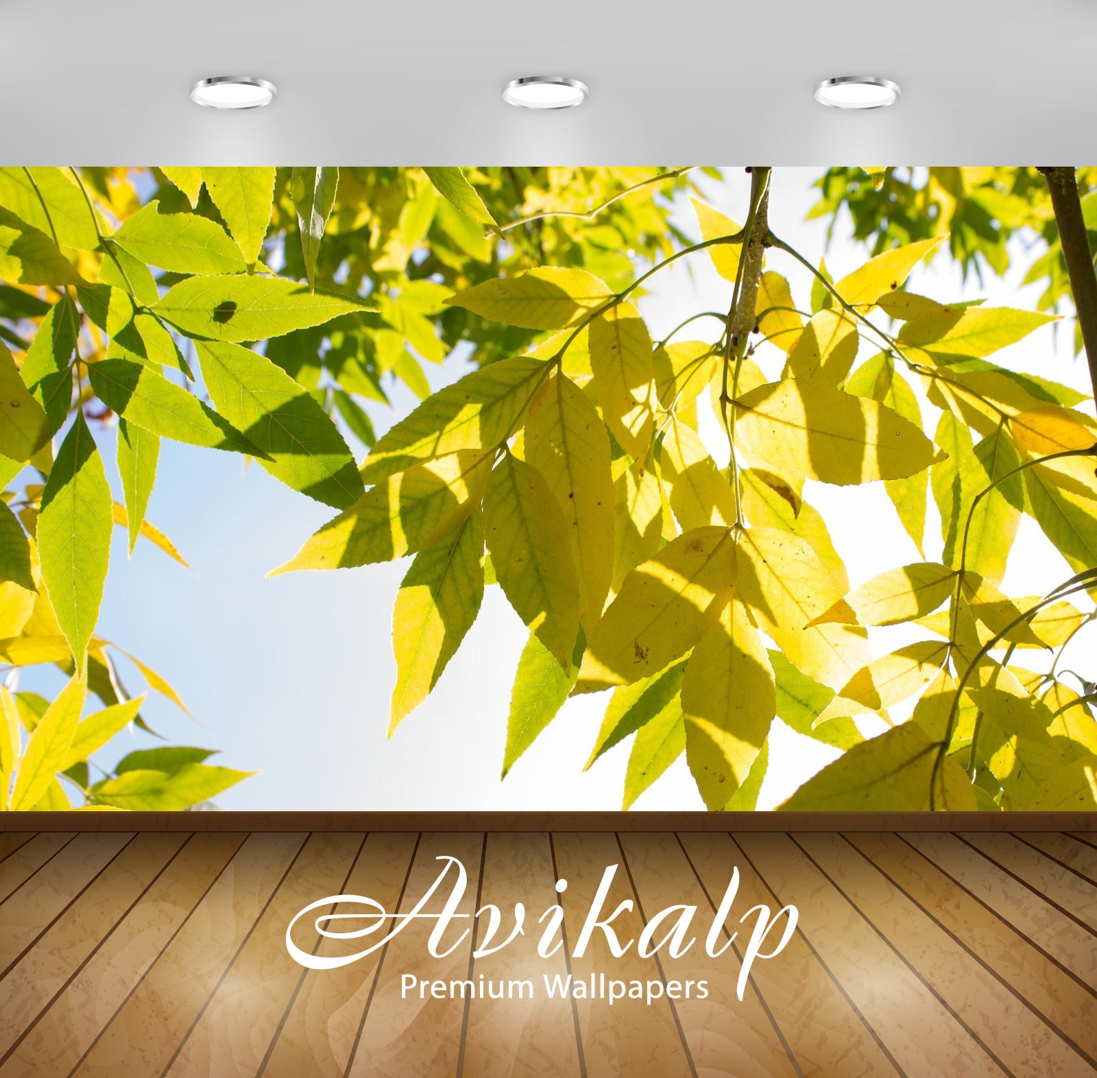 Avikalp Exclusive Awi6741 Yellow Branch Nature Full HD Wallpapers for Living room, Hall, Kids Room,