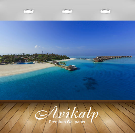 Avikalp Exclusive Awi6781 Amazing Blue Clear Water Near A Maldive Resort Nature HD Wallpaper