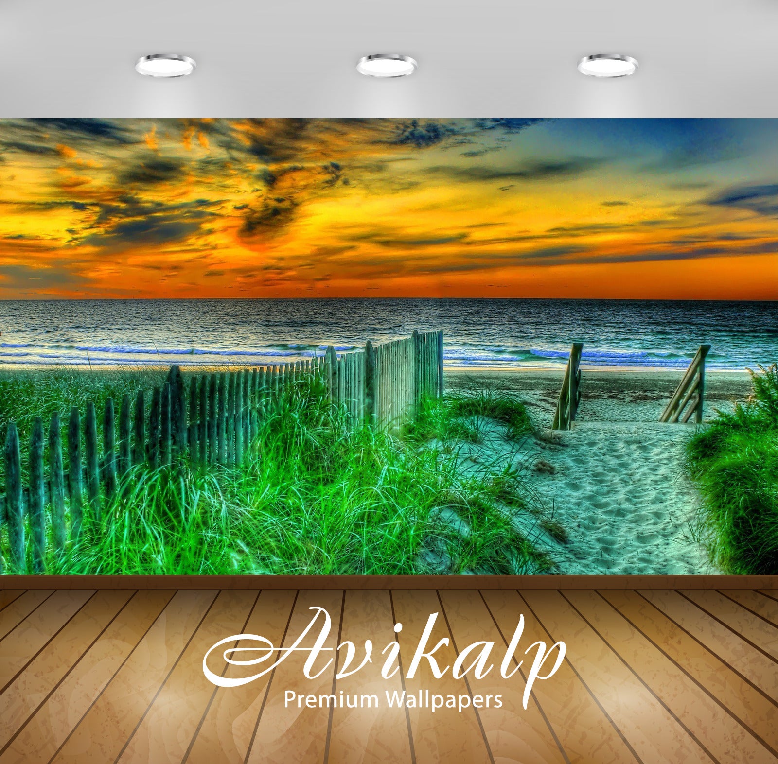 Avikalp Exclusive Awi6786 Amazing Golden Sunset Over Santa Monica Beach Nature HD Wallpaper