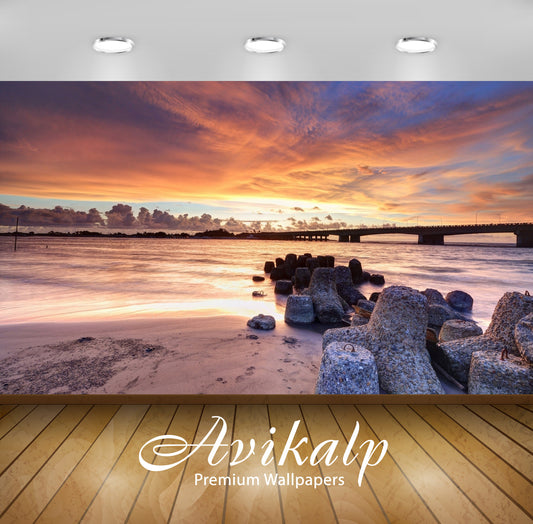 Avikalp Exclusive Awi6795 Amazing Sunset Clouds Above The Stone Bridge Nature HD Wallpaper