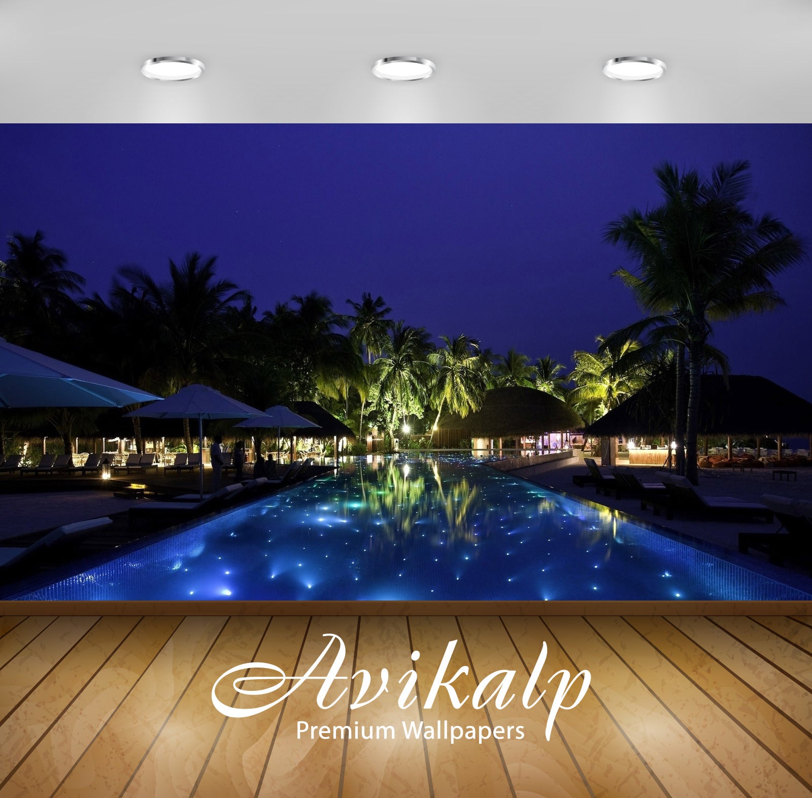 Avikalp Exclusive Awi6829 Beautiful Night In A Maldives Resort Nature HD Wallpaper