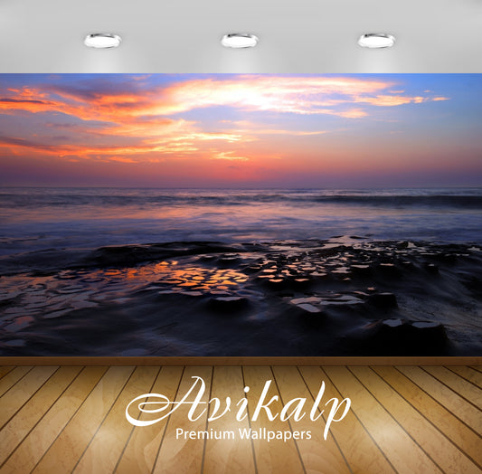 Avikalp Exclusive Awi6836 Beautiful Sunset At The Ocean Nature HD Wallpaper