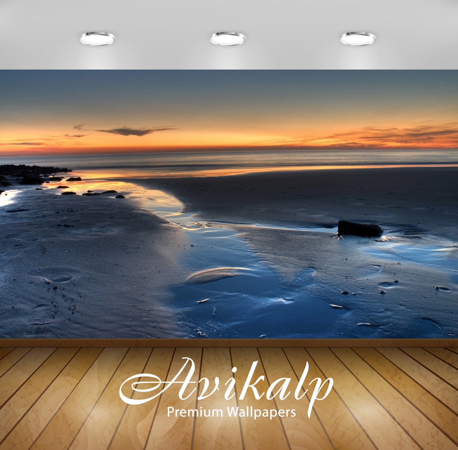 Avikalp Exclusive Awi6842 Beautiful Twilight Over A Sandy Beach Nature HD Wallpaper