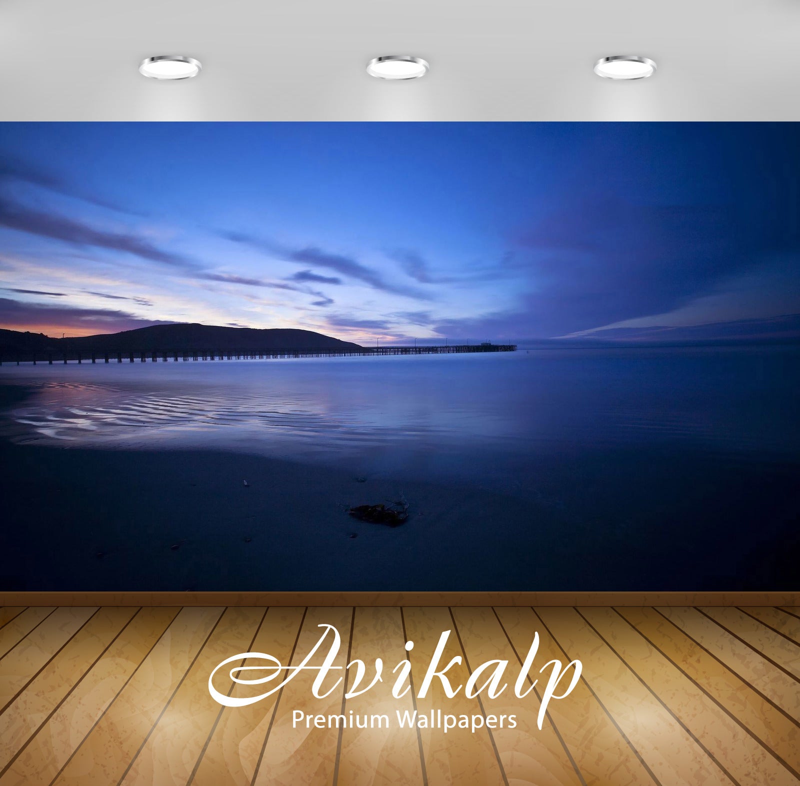 Avikalp Exclusive Awi6852 Blue Sunset On The Beach Nature HD Wallpaper