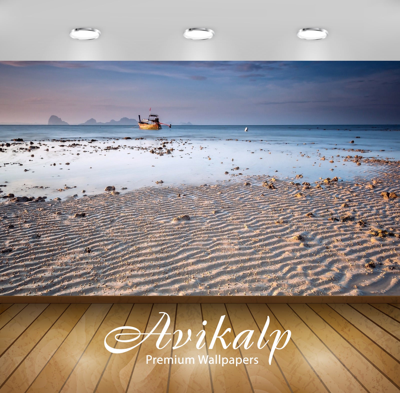 Avikalp Exclusive Awi6853 Boat Anchored By The Sandy Beach Nature HD Wallpaper