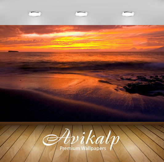 Avikalp Exclusive Awi6875 Breathtaking Sunset At The Sandy Beach Nature HD Wallpaper