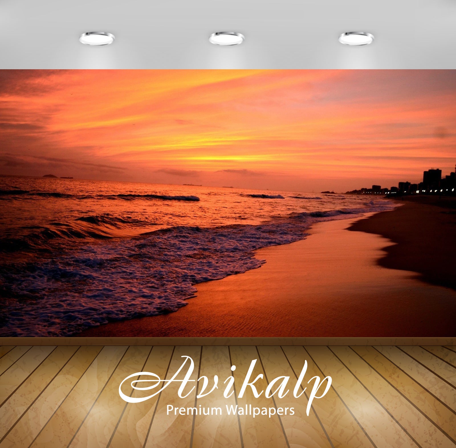Avikalp Exclusive Awi6895 City Skyline At The Sandy Beach Nature HD Wallpaper