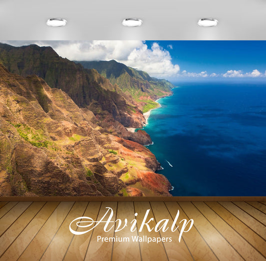 Avikalp Exclusive Awi6909 Clouds Shadowing Over The Hawaiian Rocky Shore Nature HD Wallpaper