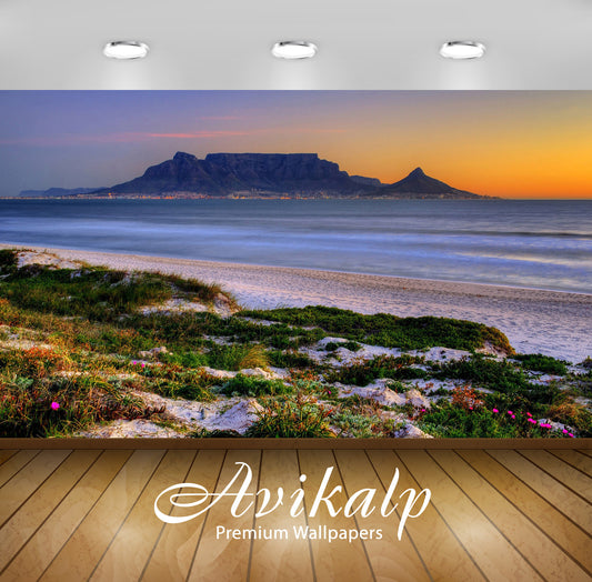 Avikalp Exclusive Awi7253 Sandy Beach At Sunset Near Cape Town Nature HD Wallpaper