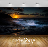 Avikalp Exclusive Awi7374 Waves Fighting With The Rocky Shore At Sunset Nature HD Wallpaper