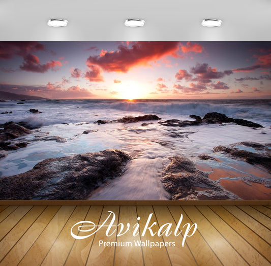 Avikalp Exclusive Awi7392 Waves Splashing On The Rocks Nature HD Wallpaper