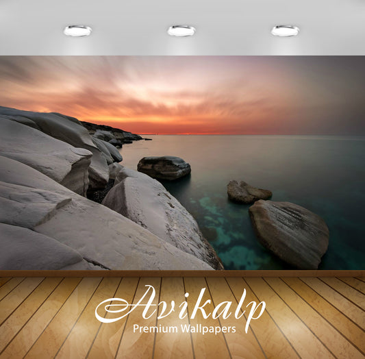 Avikalp Exclusive Awi7399 White Rocks At Shore Nature HD Wallpaper