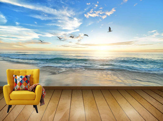Avikalp Exclusive Awi7454 Beach Birds Dawn Dusk Hd Wallpaper Nature Ocean HD Wallpaper
