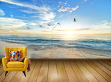 Avikalp Exclusive Awi7454 Beach Birds Dawn Dusk Hd Wallpaper Nature Ocean HD Wallpaper