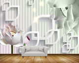 Avikalp MWZ0003 White Purple Flowers 3D HD Wallpaper