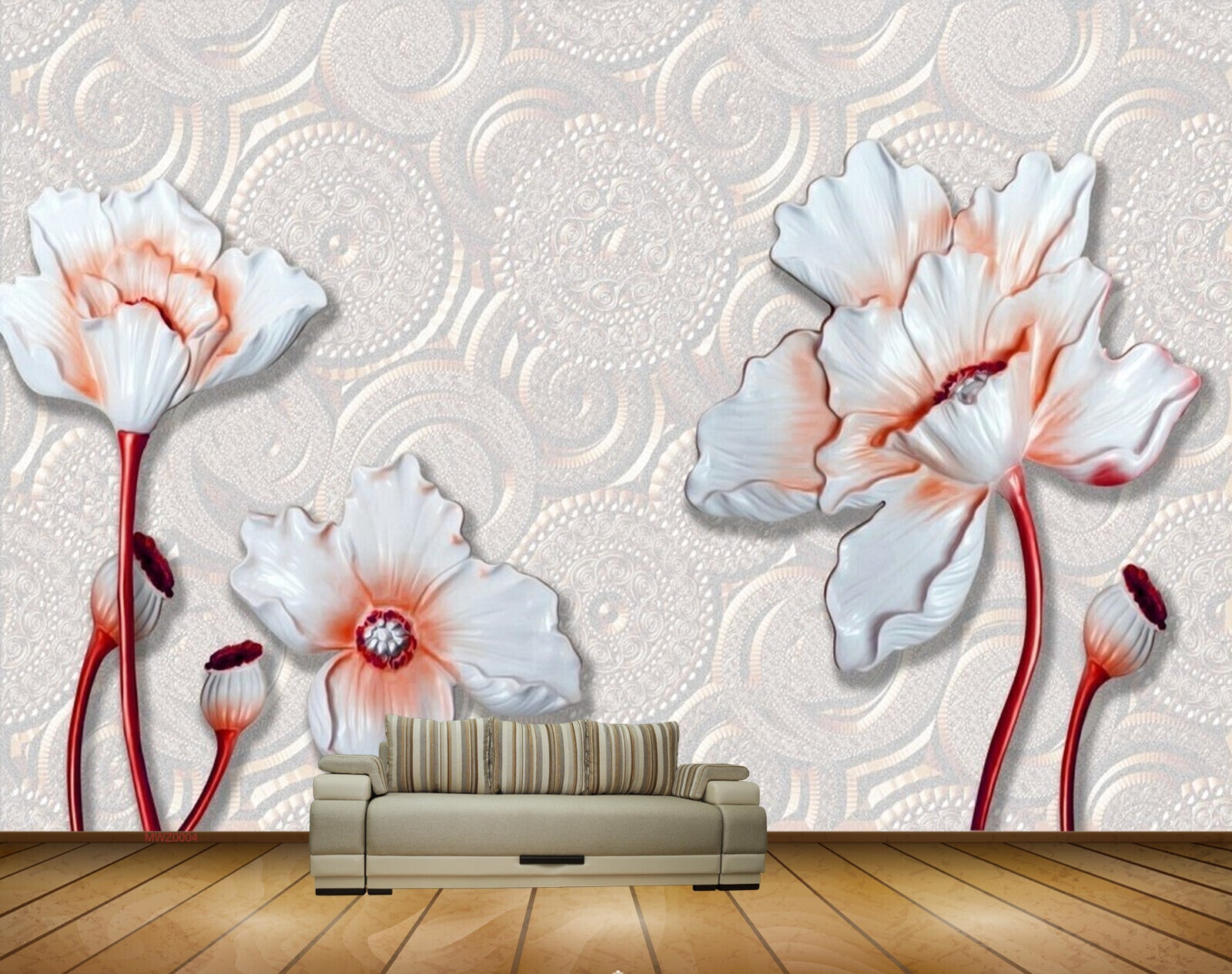 Avikalp MWZ0004 White Pink Flowers HD Wallpaper