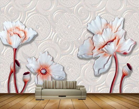 Avikalp MWZ0004 White Pink Flowers HD Wallpaper