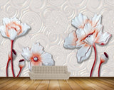 Avikalp MWZ0004 White Pink Flowers 3D HD Wallpaper