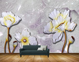 Avikalp MWZ0005 White Yellow Flowers 3D HD Wallpaper