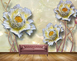 Avikalp MWZ0007 White Pink Flowers 3D HD Wallpaper