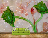 Avikalp MWZ0010 Green Flowers Plants 3D HD Wallpaper
