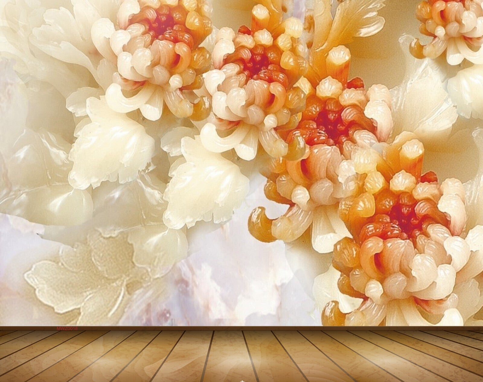 Avikalp MWZ0018 Orange White Flowers 3D HD Wallpaper