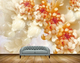 Avikalp MWZ0018 Orange White Flowers 3D HD Wallpaper