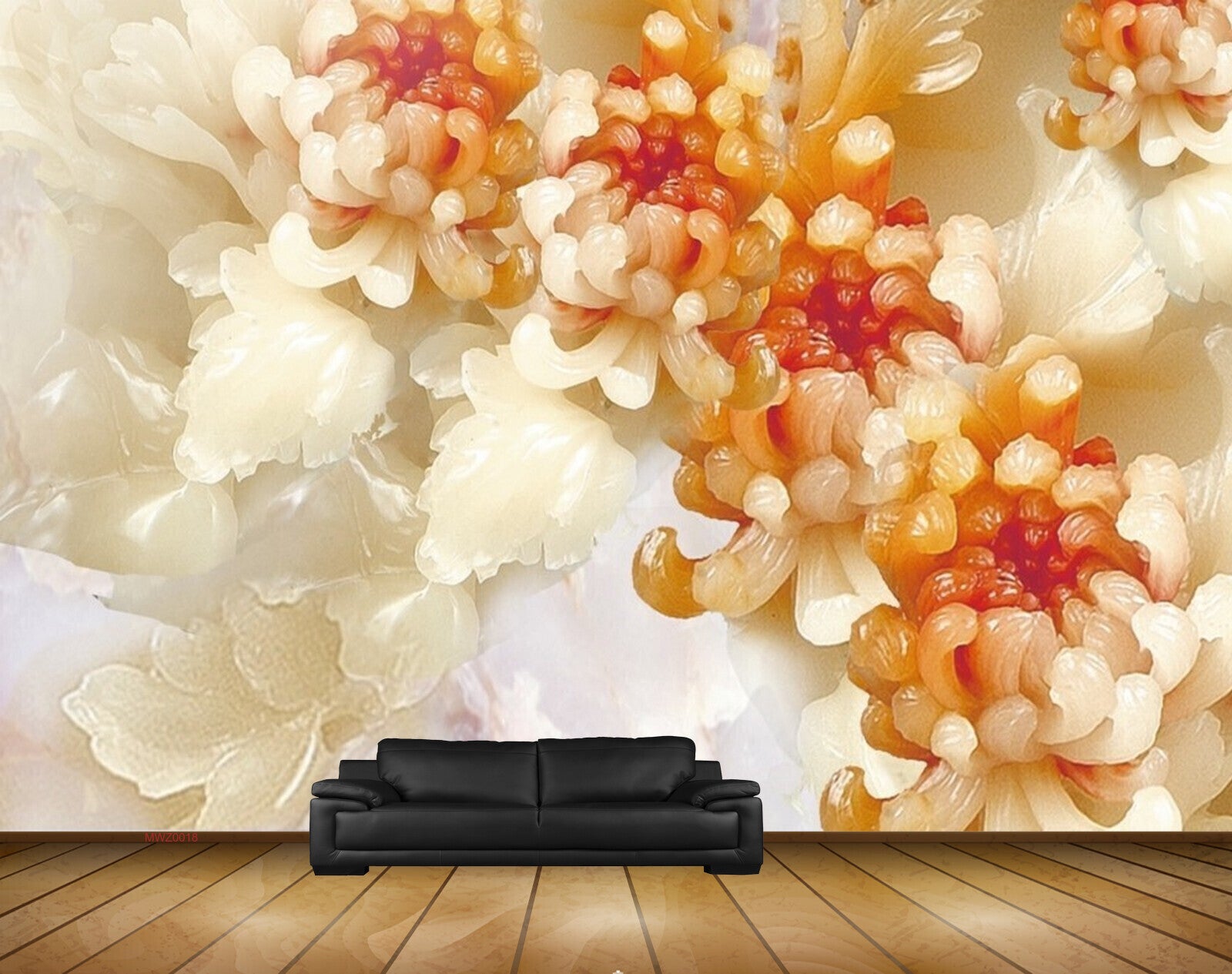 Avikalp MWZ0018 Orange White Flowers 3D HD Wallpaper