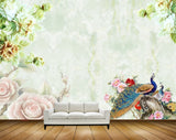 Avikalp MWZ0029 Peacocks Flowers Plants 3D HD Wallpaper