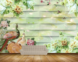 Avikalp MWZ0030 Peacocks Flowers Birds Plants 3D HD Wallpaper