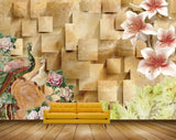 Avikalp MWZ0031 Peacocks Flowers Leaves Plants 3D HD Wallpaper
