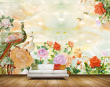 Avikalp MWZ0032 Peacocks Birds Flowers Creepers Plants HD Wallpaper