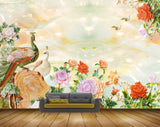 Avikalp MWZ0032 Peacocks Birds Flowers Creepers Plants 3D HD Wallpaper