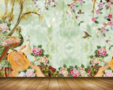 Avikalp MWZ0033 Peacocks Birds Flowers Creepers Plants 3D HD Wallpaper