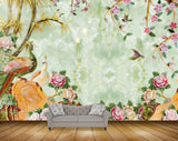 Avikalp MWZ0033 Peacocks Birds Flowers Creepers Plants 3D HD Wallpaper