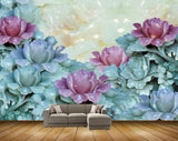 Avikalp MWZ0034 Pink Blue Flowers HD Wallpaper