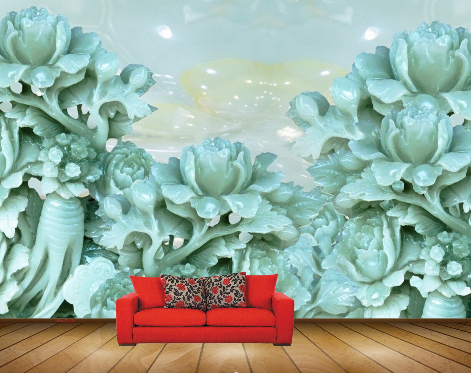 Avikalp MWZ0037 Green Flowers Leaves Plants 3D HD Wallpaper