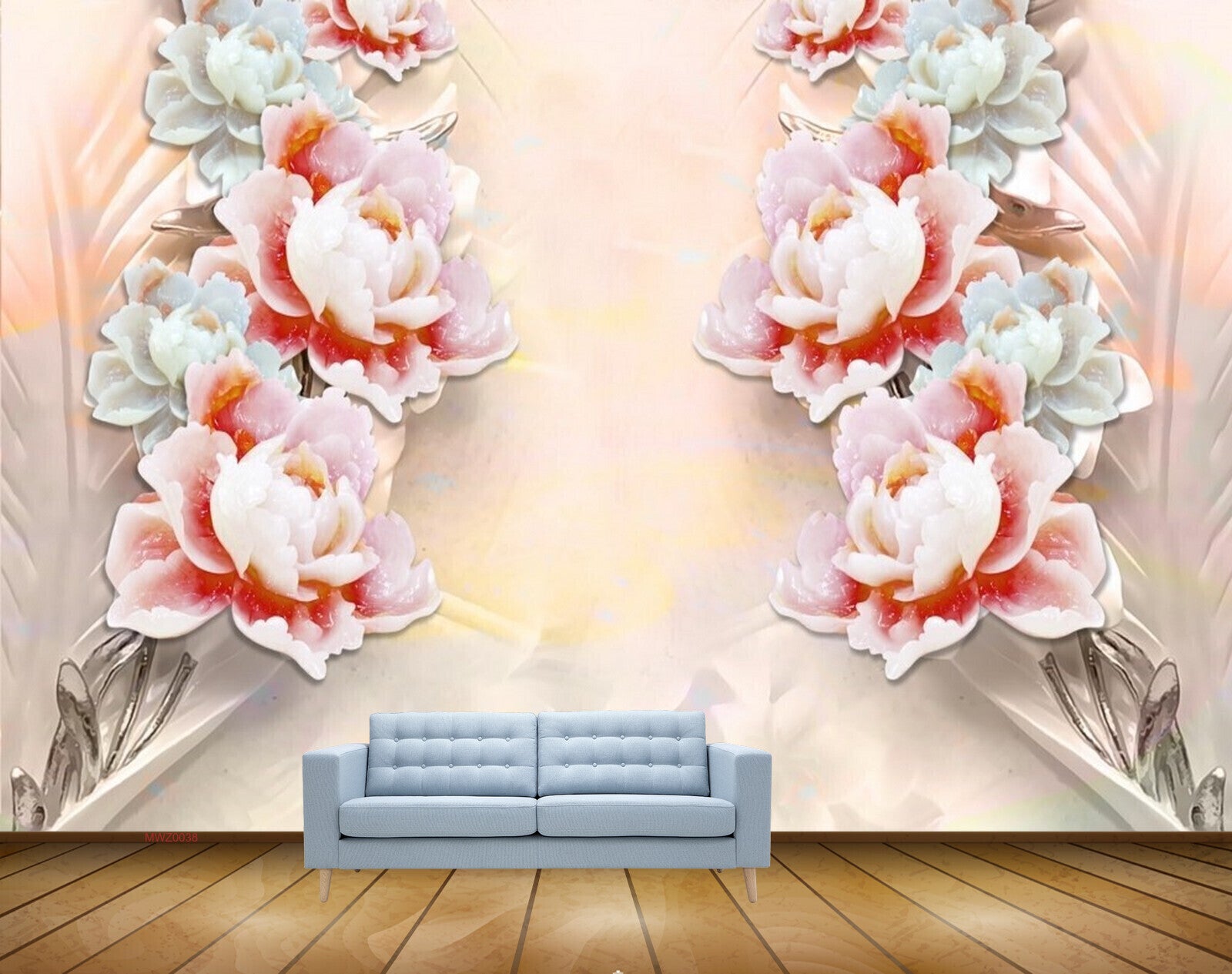 Avikalp MWZ0038 White Pink Red Flowers HD Wallpaper