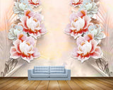 Avikalp MWZ0038 White Pink Red Flowers HD Wallpaper